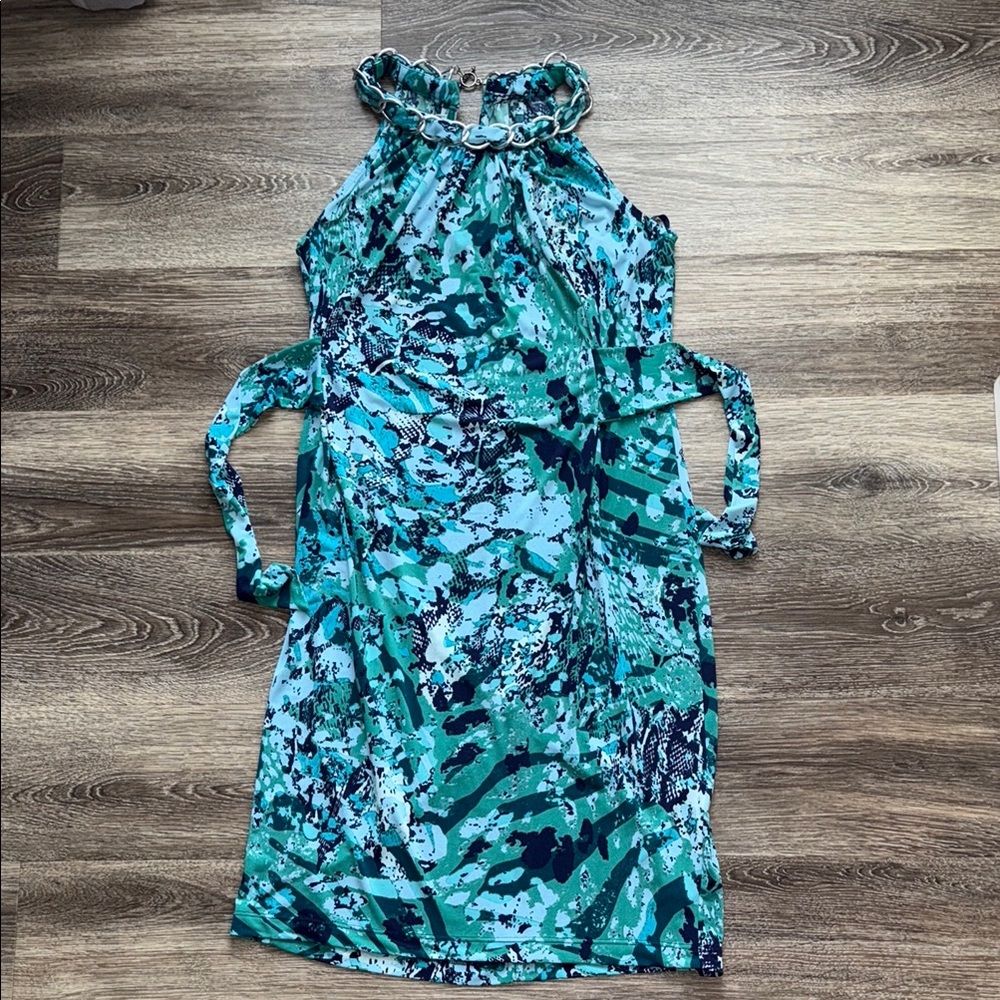 Donna Ricco Blue Halter Sundress Resort Wear